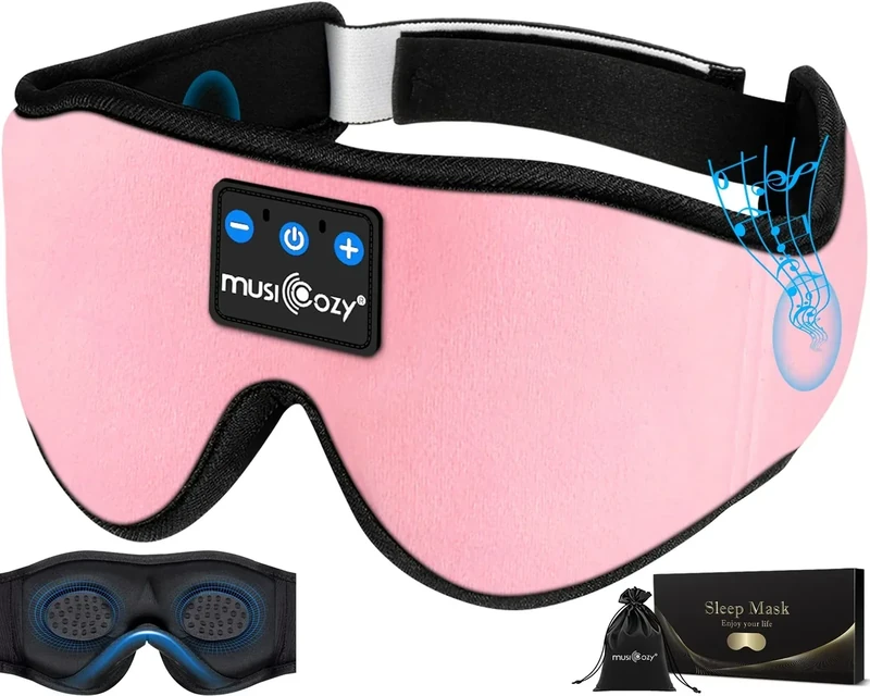 MUSICOZY 3D Bluetooth Sleep Mask - HD Stereo Headphones for Sleepers