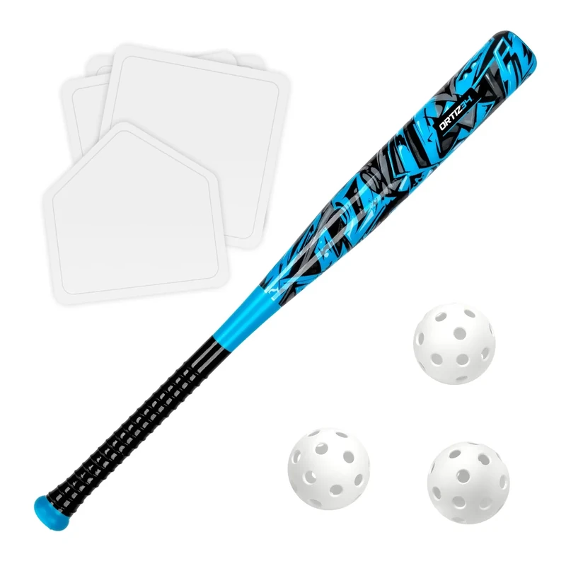 Ortiz34 Grand Slam Set- Graffiti Plastic Bat, 3 Balls, 4 Throw Down (Blue)