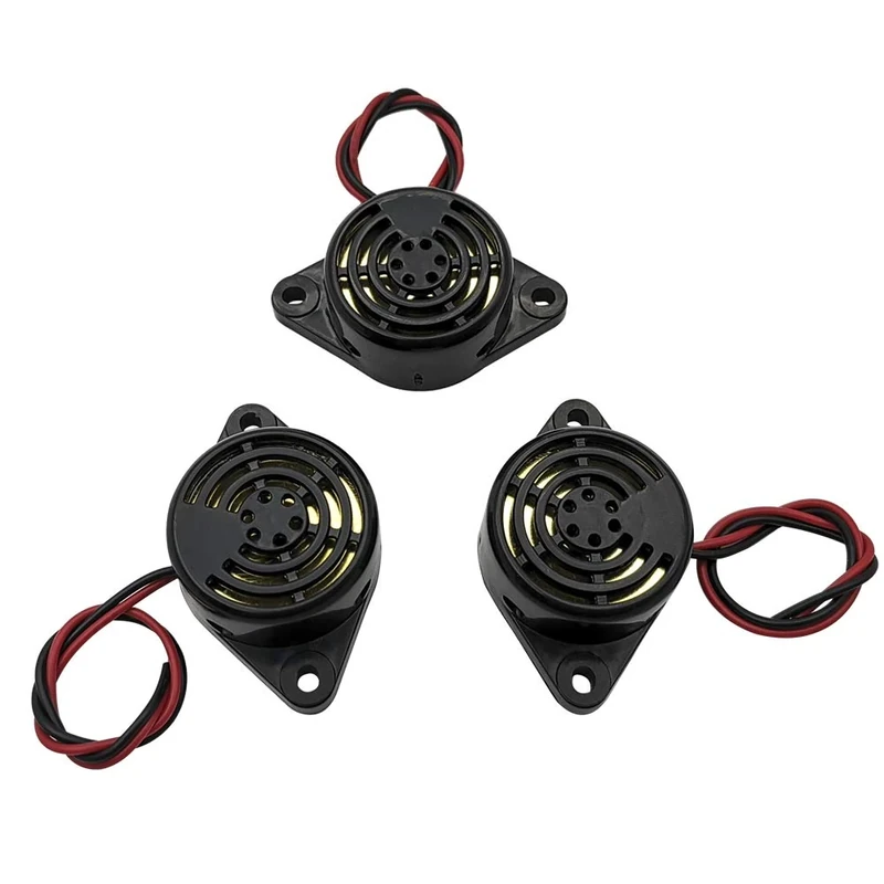 WEICHUANG 3PCS DC 3-24V 90dB Active Piezo Electronic Buzzer Beep Tone Alarm Ringer Continous Sound (Black) SFM-27-W