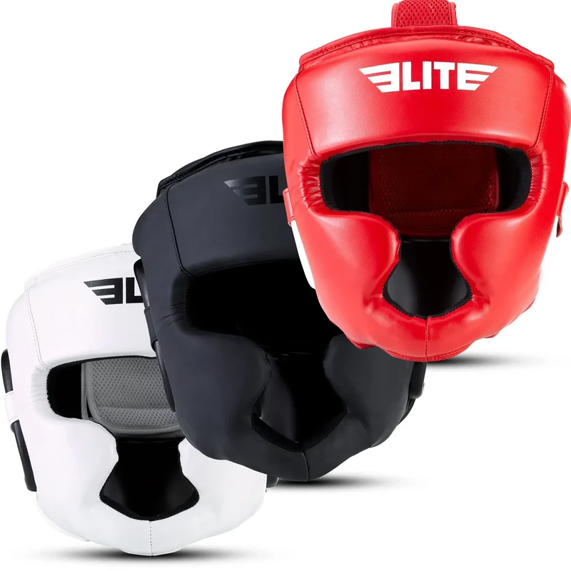 Elite Sports Best Boxing Headgear, Training Sparring Safety Head Guard for MMA, Kickboxing Trainees, Muay Thai, and Boxing for Adult Men (Black)