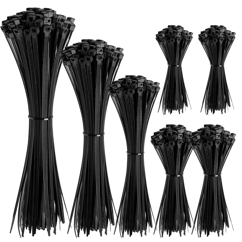 HAVE ME TD 600-Pack Cable Zip Ties - Assorted Sizes Black Nylon