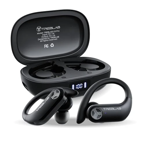 TREBLAB X3 Pro Earbuds - Comfort Hooks, Pure-HD Sound, 145H Battery