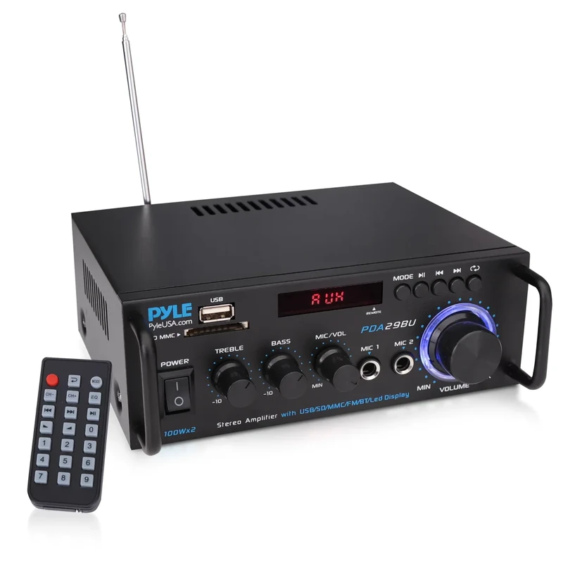 Pyle PDA29BU.5 200W Channel Amplifier - Bluetooth, USB, FM Radio