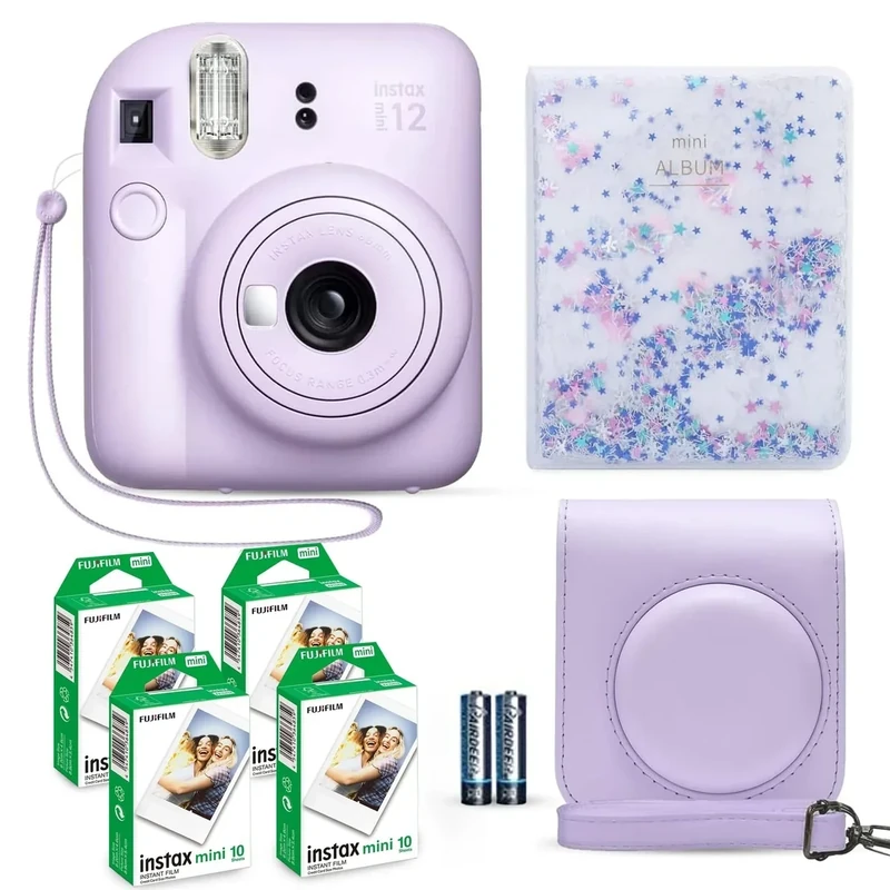 Fujifilm Instax Mini 12 Bundle - Lilac Camera, 40 Film, Case & Album - Image 1