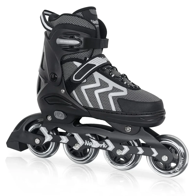 Nattork Adjustable Blades Roller Skates for Adults Women and Men,Outdoor & Indoor Black Inline Skates for Kids,Boys,Beginners, Men Size 9.5 10.5 11 12