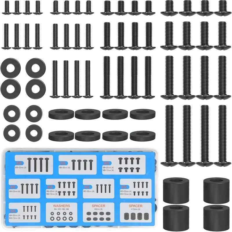 ELIVED Universal TV Mounting Hardware Kit Set with Box, Includes M4 M5 M6 M8 Screws, Washers, Spacers, Replacement Screws for TV VESA Mounting, Fit Most Flat/Curved TV/Monitor up to 80 Inch