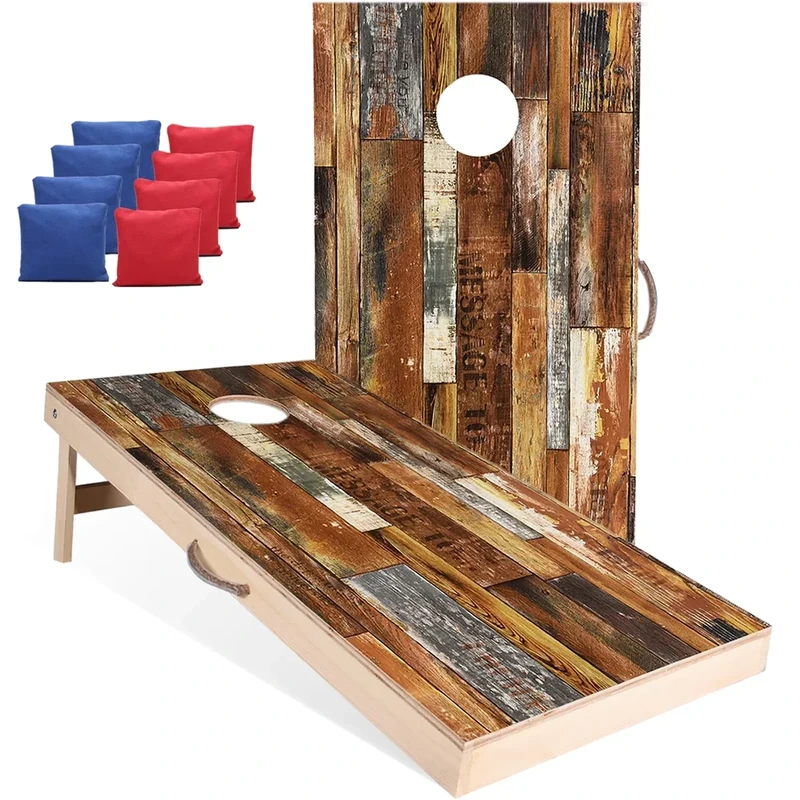 Sportdo Cornhole Board Set, Thicker Solid Wood 4'x2' Cornhole Set Regulation Size, Corn Hole Games for Adults, Corn Hole Outdoor Game Toss Game Sets with 8 Bags