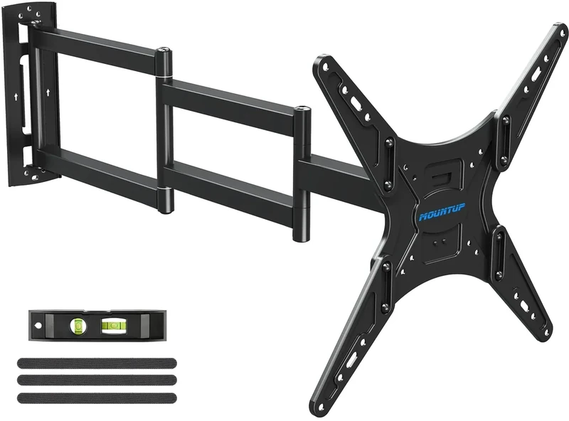MOUNTUP Long Arm TV Wall Mount for Most 26-65 Inch TVs, Corner TV Mounts with 37.4 Inch Extension Arm, Smooth Swivel Tilt Single Stud Full Motion Bracket Max VESA 400x400mm, Holds to 77 lbs, MU0047