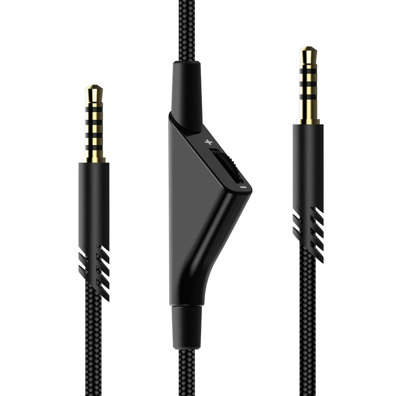 Tonmom Replacement for Astro A40 Cord, A10 Headset Cable Braided Wire, 6.5 Feet/2.0 M Volume Control Cable Compatible with Astro A40TR/A40/A10 Gaming Headsets Cord (Black)