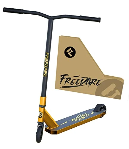 FREEDARE JB-2 Pro Stunt Scooter Complete Trick Scooter for Kids 8 Years and Up, Teens, Adults, Boys and Girls Freestyle Street Scooter for Intermediate and Beginner Skate Park - Golden