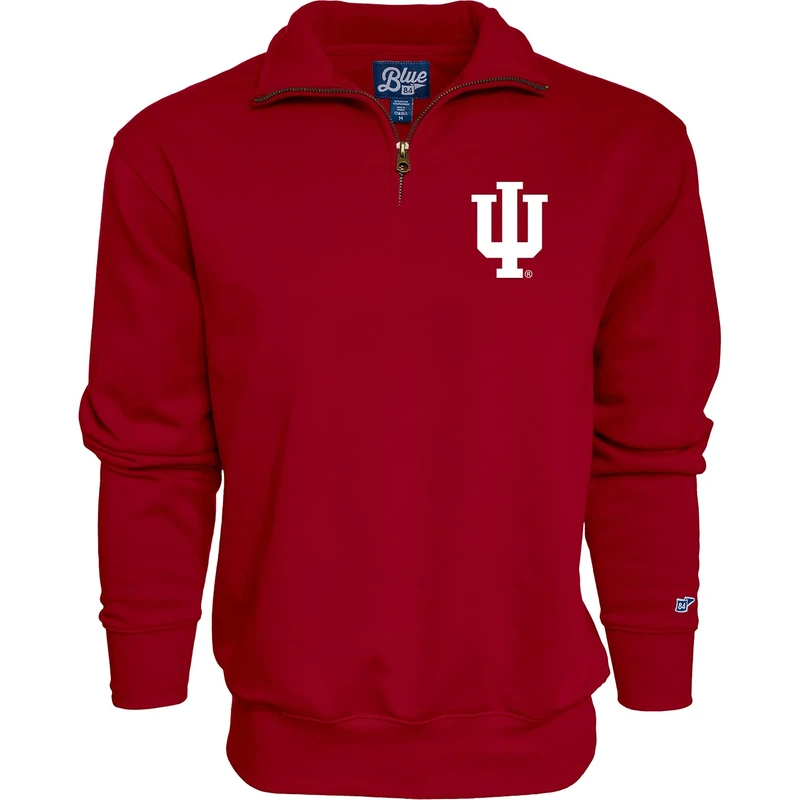 Blue 84 Men's Indiana Hoosiers Quarter Zip Sweatshirt Icon Team Color, Team Color, Large