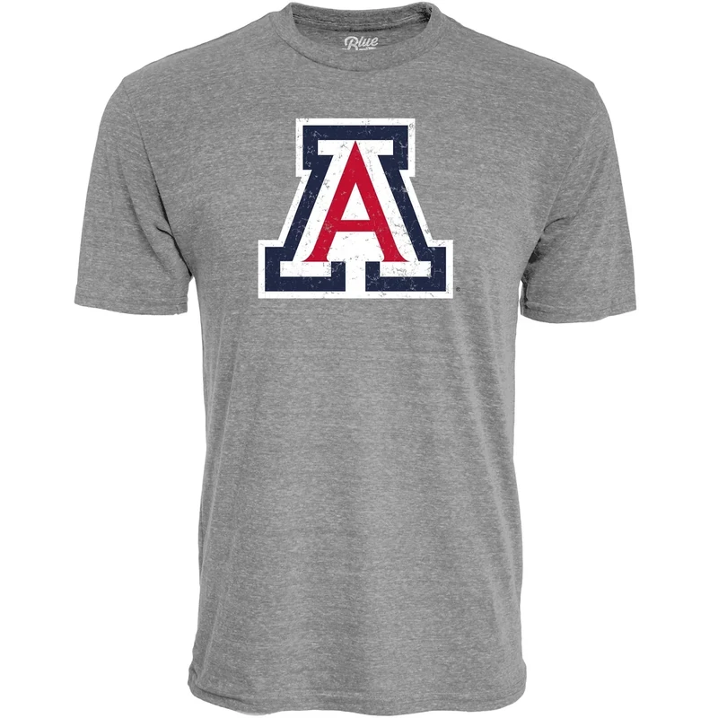 Blue 84 Men's Arizona Wildcats Tri-Blend T-Shirt Vintage Icon Heather Grey, Grey, Large
