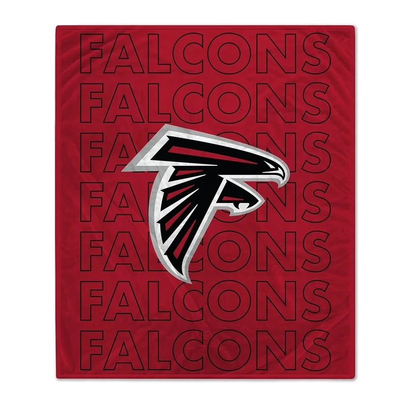 Pegasus Sports NFL Echo Team Wordmark Plush Blanket- Atlanta Falcons Team Color 60x70