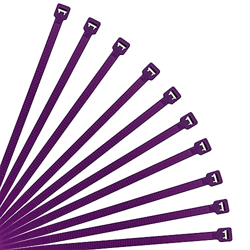 XINGO 500-Pack 4" Purple Cable Zip Ties - 40lb Tensile, Self-Locking