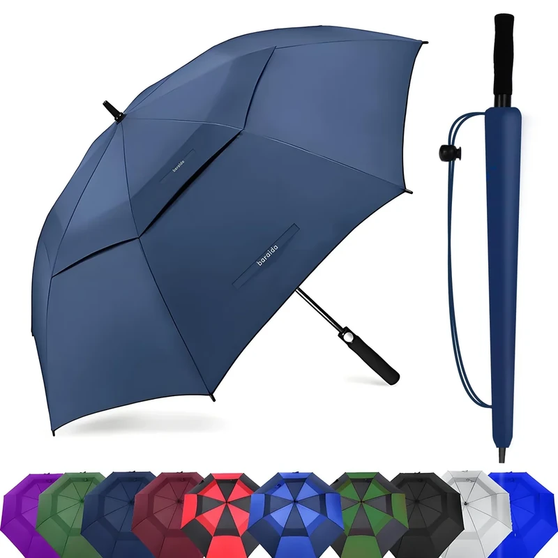 Baraida Golf Umbrella Large 62/68/72 Inch, Extra Large Oversize Double Canopy Vented Windproof Waterproof Umbrella, Automatic Open Golf Umbrella for Men and Women and Family.(68 Inch,Navy Blue)