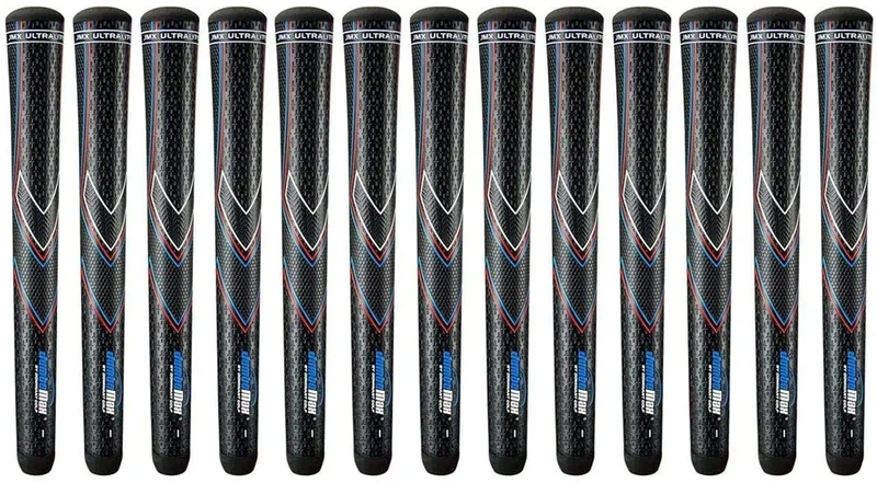 JumboMax Golf Grips JMX Ultralite Tapered Golf Club Grips, Oversize Golf Grips 25% Lighter Than Standard, Black W/RWB Golf Grips - Set of 13 X-Large/XL (+3/8)