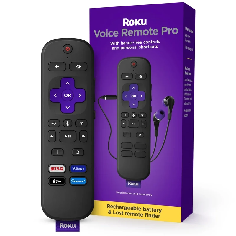Roku Voice Remote Pro - Rechargeable, Hands-Free Voice, Lost Finder