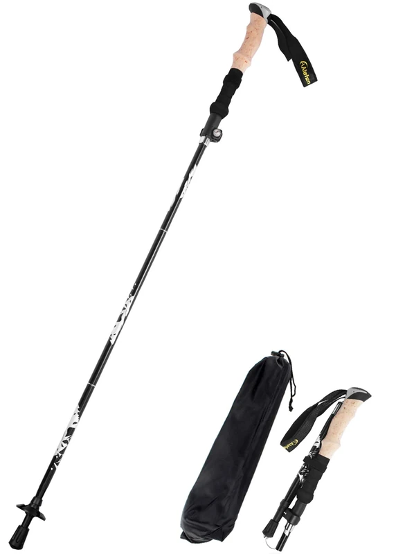 A ALAFEN Aluminum Collapsible Ultralight Travel Trekking Hiking Pole for Men and Women (Fits 5'3" - 6'2"), Single Pole (1 Pack), Y-Black