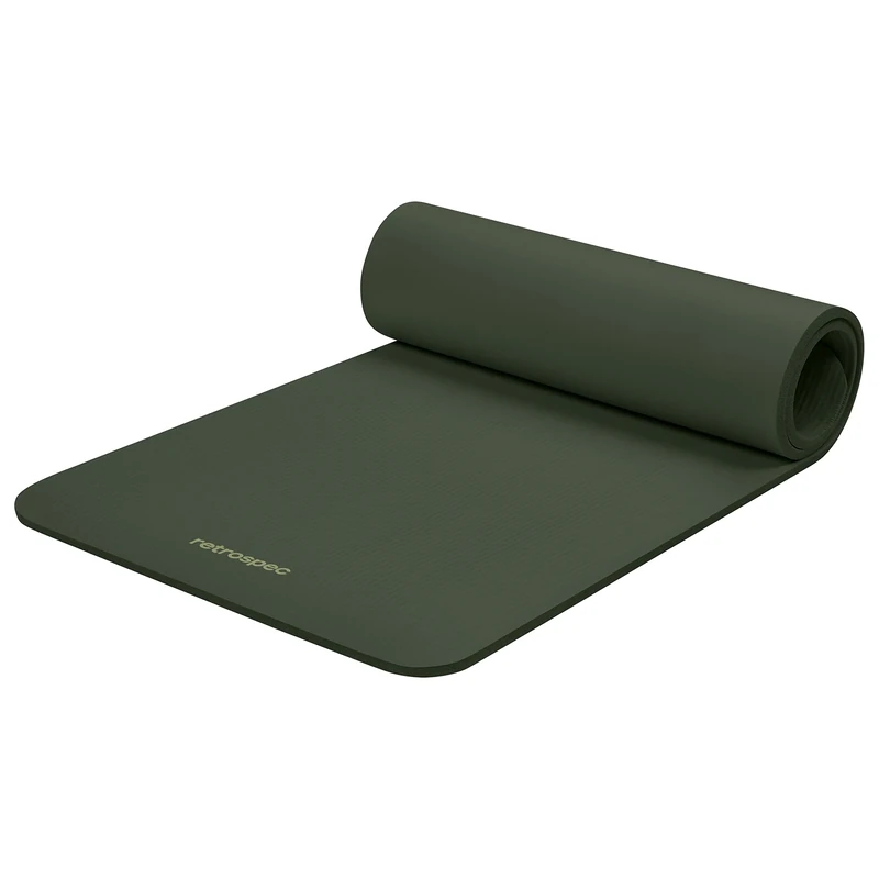 Retrospec Solana Yoga Mat 1/2" Thick w/Nylon Strap for Men & Women - Non Slip Excercise Mat for Yoga, Pilates, Stretching, Floor & Fitness Workouts, Wild Spruce, 4446
