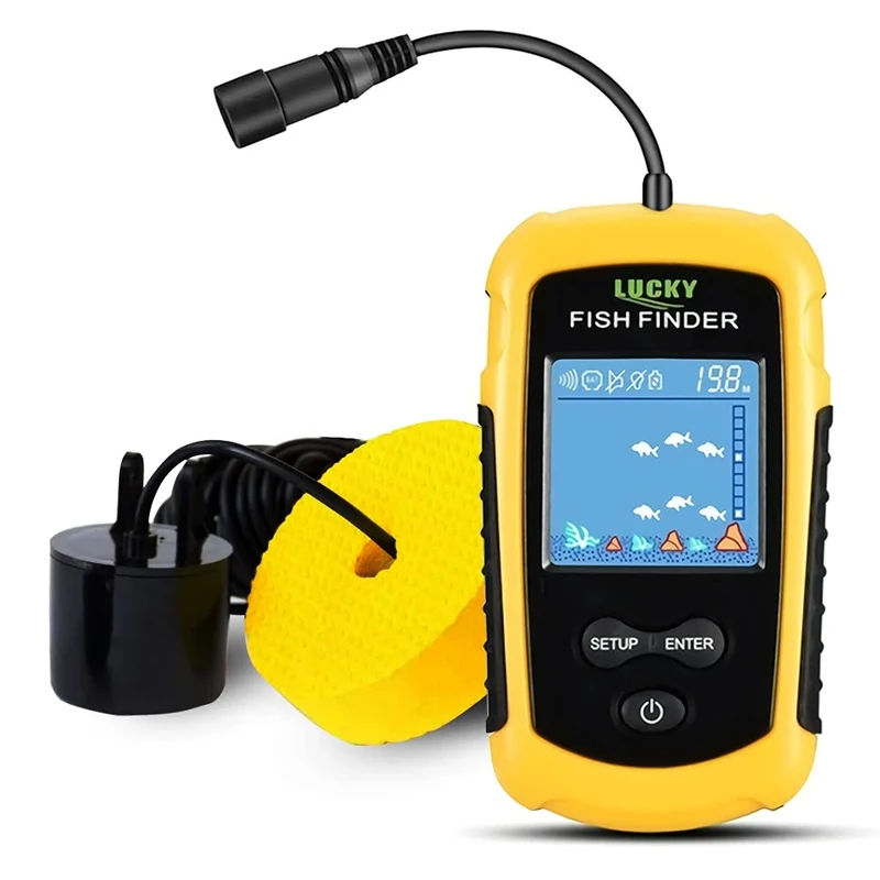 LUCKY Portable Fish Finder & Depth Finder - 3ft to 328ft LCD Display