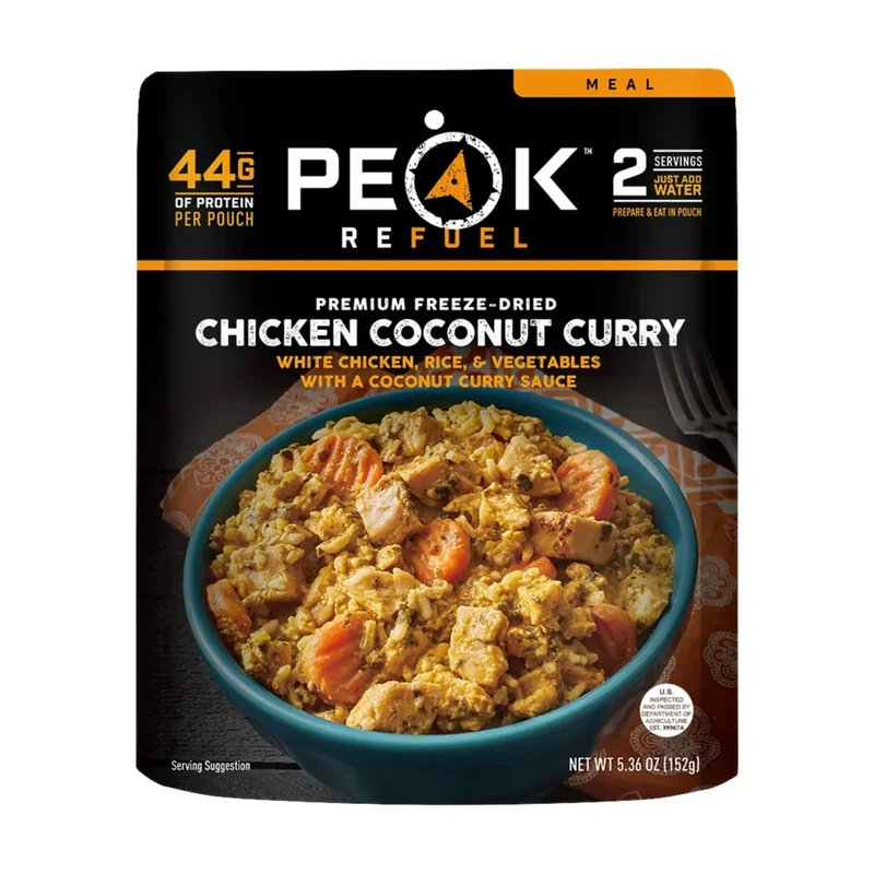 Peak Refuel Chicken Coconut Curry | Freeze Dried Backpacking and Camping Food | Amazing Taste & Quality | High Protein | Real Meat | Quick Prep (2 Serving Pouch) - Image 1