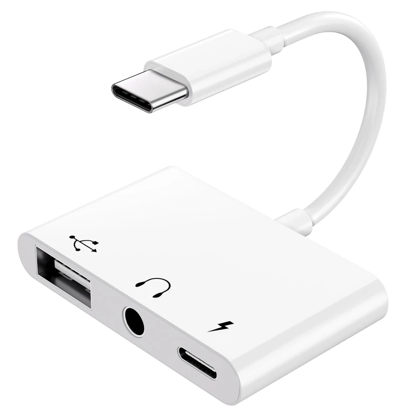 INVERSE NET USB C to USB Adapter with 3.5mm Headphone Jack and 60W PD Fast Charging, Type C to USB Adapter for i-Phone 17/16/15 Samsung Galaxy S25/S24/S23 Ultra S21/S20 i-Pad Pro Laptops