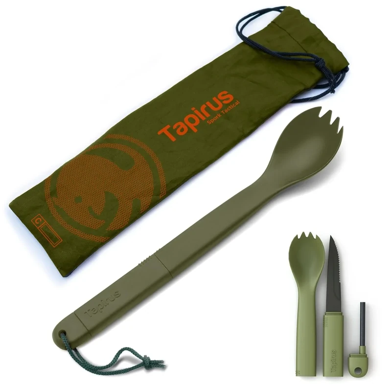 Tapirus Green Spork - 3-in-1 Spoon Fork Knife + Fire Starter