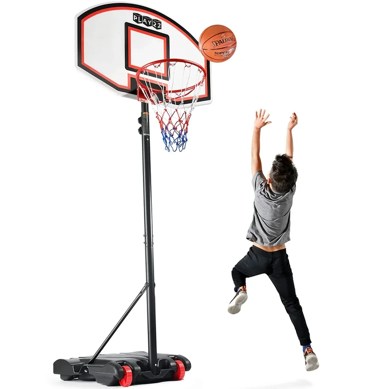 Play22 Kids Adjustable Basketball Hoop Height 5-7 FT - Portable Basketball Goals for Kids Teenagers Youth and Adults with Stand & Backboard Wheels Fillable Base - Great Indoor Outdoor Play - Image 1