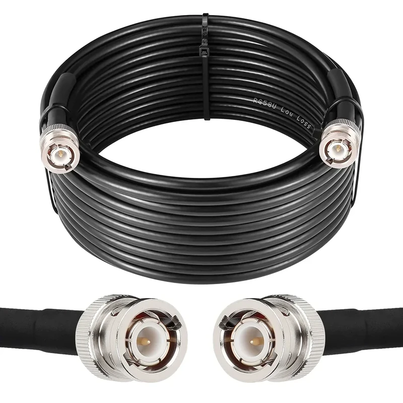 MOOKEERF 25FT RG58 50 Ohm Male-Male BNC Cable- Low-Loss Coax Extension