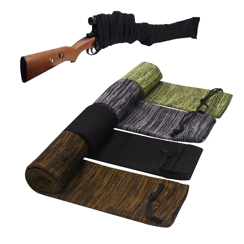 RUBY.Q Gun Socks, 4pcs Silicone Treated Gun Socks, 48 × 4.3 in Knit Gun Socks, Flexible Design Knit Gun Hunting and Shooting Holder Socks for Rifles, Scopes, Pistol Grips & Tactical Accessories