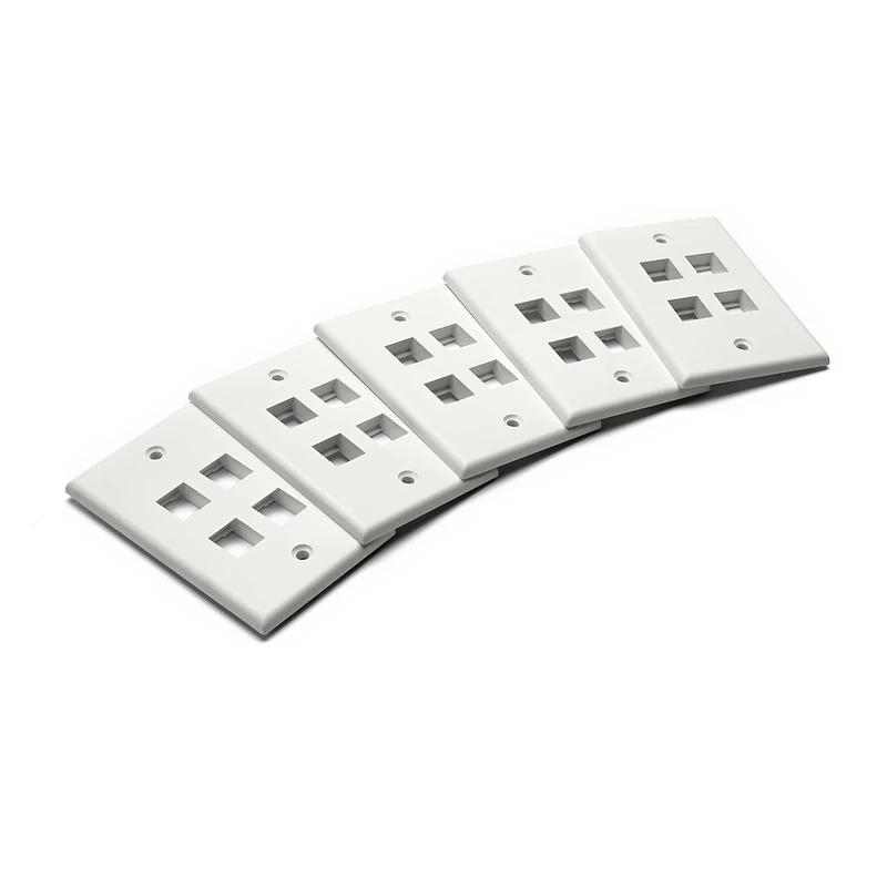 trueCABLE 4-Port Single Gang Keystone Plate UL Listed White (5 Pack)