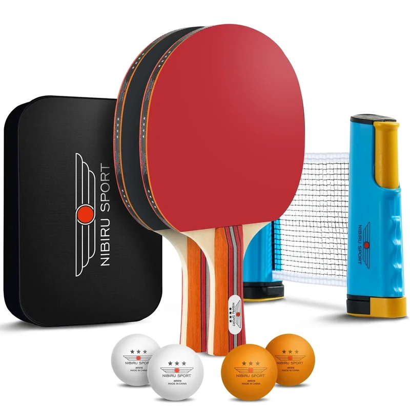 NIBIRU SPORT Professional Ping Pong Paddles Set of 2 - Table Tennis Paddles Set of 2 with 4 Balls and Carry Bag/Storage Case - Table Tennis Equipment & Ping Pong Accessories