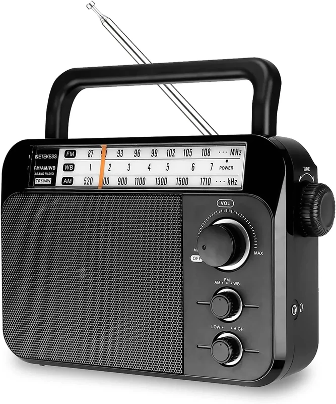 Retekess TR604W Portable NOAA Weather Radio - AM/FM, AC or D Battery