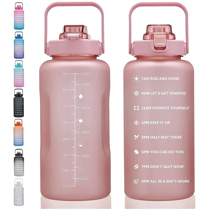 ST-YIBEN 100oz Large Motivational Water Bottle with Time Marker,Leakproof & BPA Free 3 Liters Big Gallon Water Bottle with Straw & Handle Tritan Frosted Water Jug for Women Men to Fitness,Gym,Sports