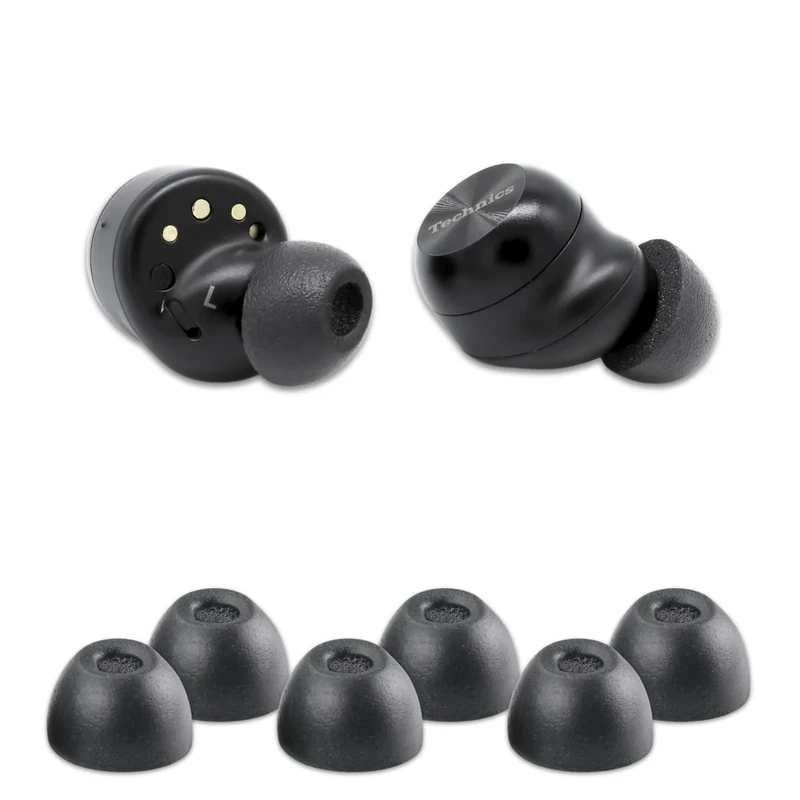 Comply TWo-220-C | Memory Foam Replacement Earbud Tips for Technics EAH-AZ100, Denon PerL Pro, Soundcore, CMF & More | Ultimate Comfort, Secure Fit, Superior Noise Isolation | Black, Medium (3 Pairs)