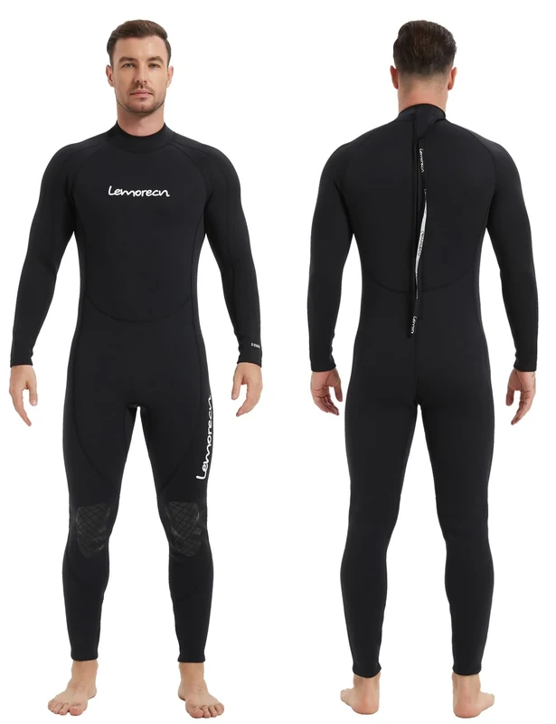 Lemorecn Wetsuits Mens Neoprene 3/2mm Full Body Diving Suit （3031blackLS）