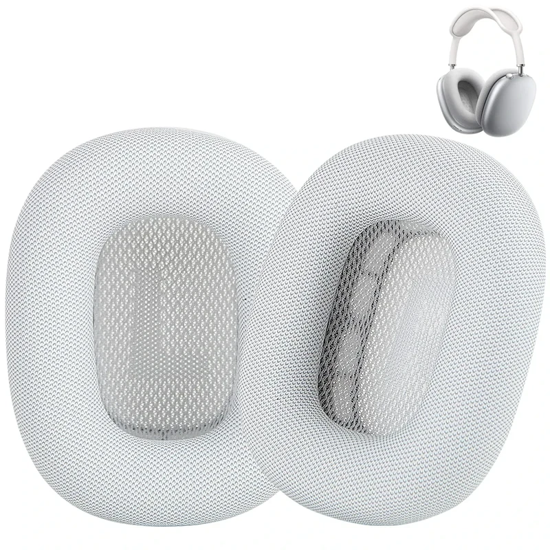 Earrock Ear Cushions Replacement for AirPods Max Headphones,Protein Leather Covered Earpads with Memory Foam and Magnet (Silvery)