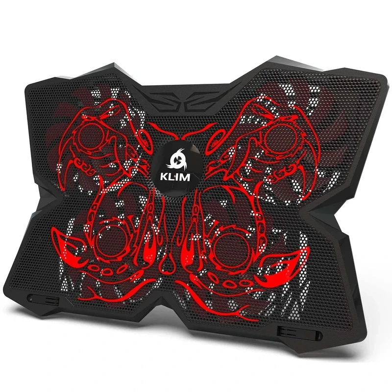 KLIM Wind Laptop Cooling Pad - More Than 500,000 Units Sold - New - Powerful Rapid Action Laptop Cooler - Laptop Stand with 4 Cooling Fans - 2 USB Ports - PC Mac PS5 PS4 Xbox One - Cobra Red