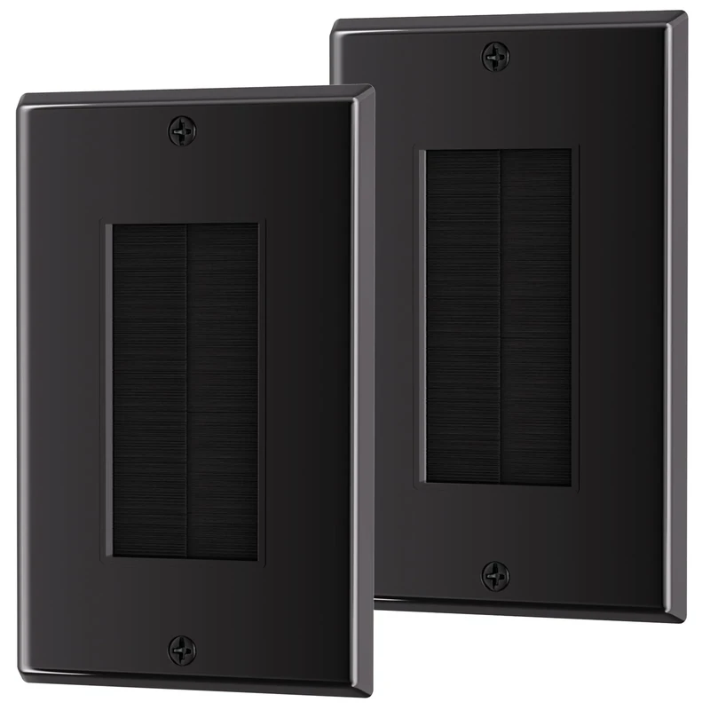 LEENUE Brush Wall Plate - Cable Pass-Through for TV, 2-Pack Black