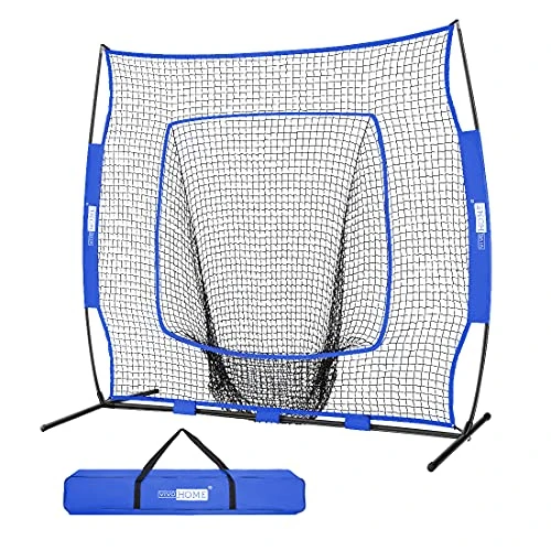 VIVOHOME Baseball Softball Batting Net - 7x7 Ft Baseball Backstop, Softball Practice Net for Hitting, Pitching, Throwing with Carry Bag, Blue