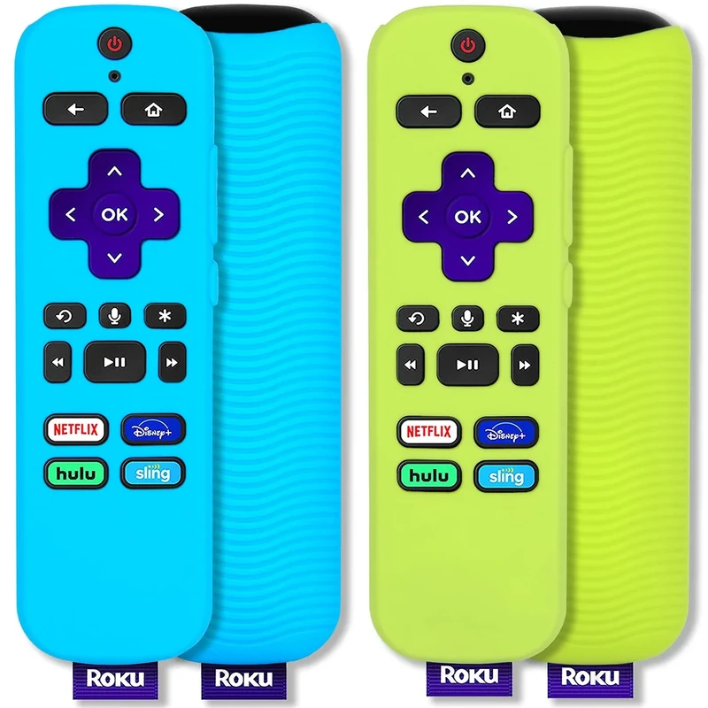 Pinowu 2-Pack Silicone Cover for Roku Voice Remote - Turquoise & Green