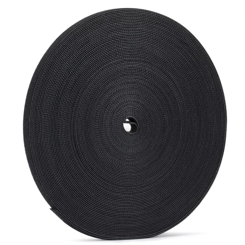 Xnakko 1cm Double Sided Hook and Loop Fastening Tape Reusable Cable Ties Nylon Fastening Tape Wire Manager for Home, Office (Black, 25Yard)
