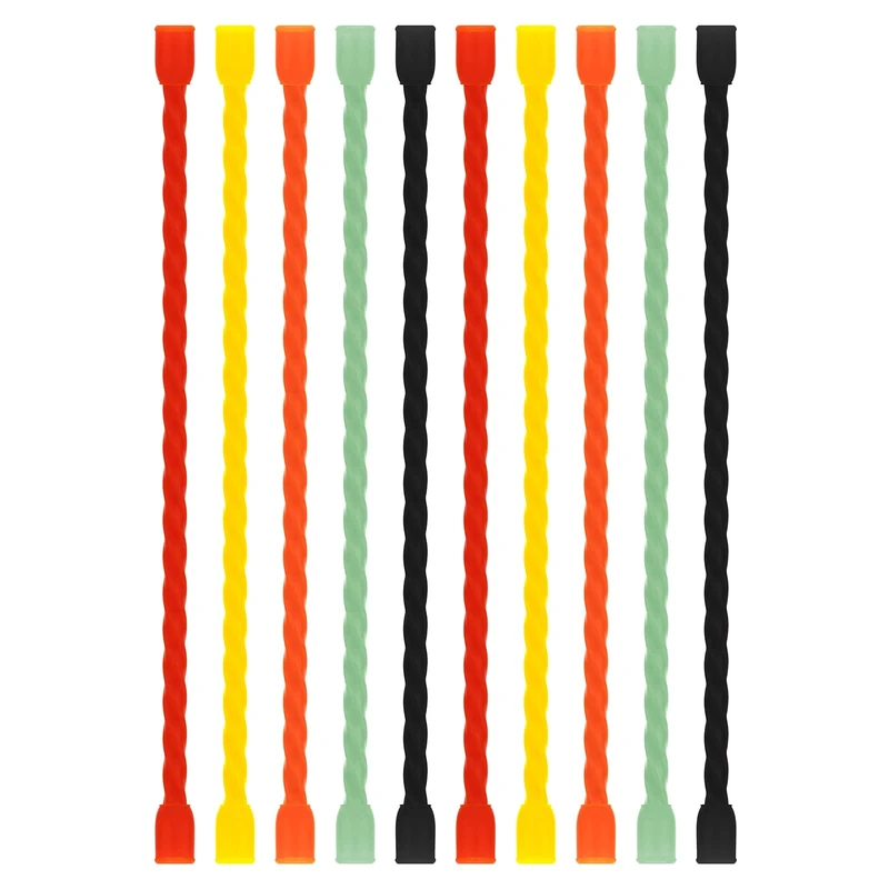 Gesipor 10-Pack 6-Inch Silicone Cable Ties - Bendable Cord Ties