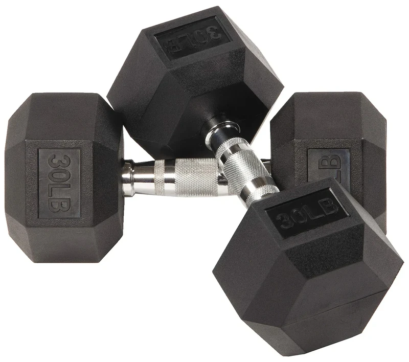 Fitvids 2nd Generation Rubber Coated Dumbbell Weight Chrome Grip Hand Weight, 30lbs, Pair