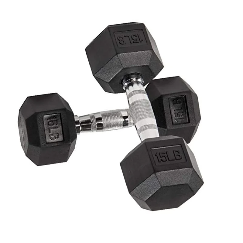 Balancefrom Rubber Encased Hex Dumbbells, 15LB, Pair