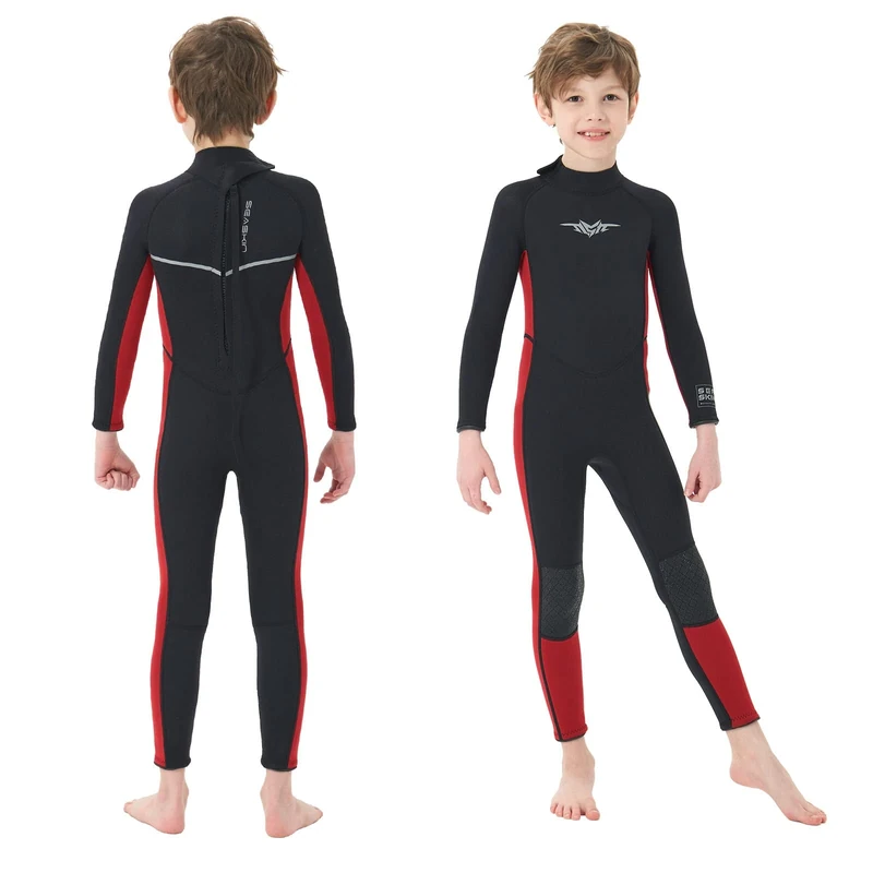 Seaskin Kids Wetsuit for Boys Toddlers, 3mm Back Zip Full Wetsuit, Neoprene Thermal Swimsuits for Diving Surfing Swim Lessons Size 3