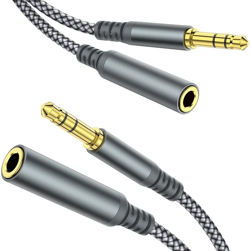MCSPER 2-Pack 6.6ft Hi-Fi 3.5mm Extension Cable - Gold Plated
