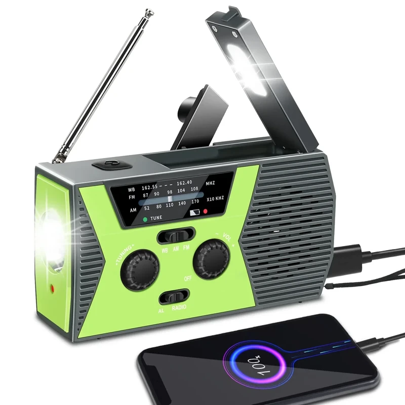 Vokida Emergency Radio 4000mAh with NOAA Weather Alert, Portable AM/FM Radio for Survival, Rechargeable Battery Powered/USB Charger/Flashlight/Reading Lamp, for Home Outdoor