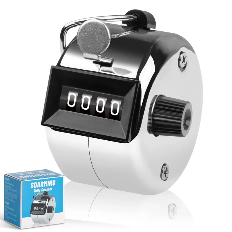 SDARMING Tally Counter, 4-Digit Clicker Counter, Metal Hand Tally Counters Clicker Pitch Counter for Counting, Knitting, Coaching, Golf, Lap, Fishing
