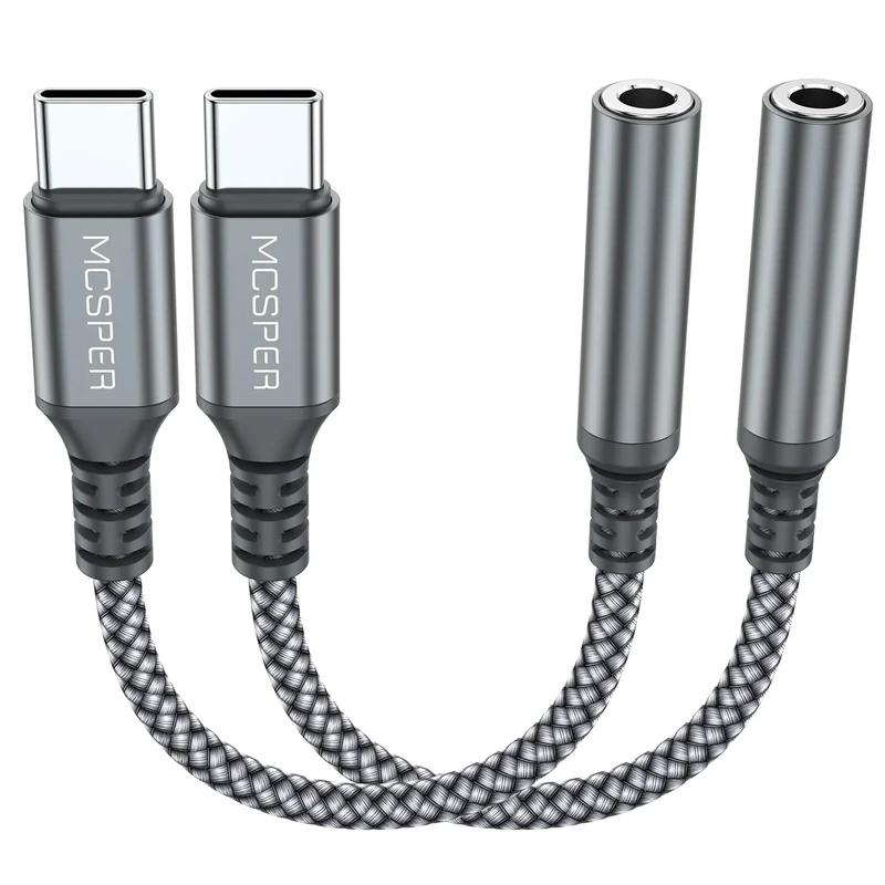 2-Pack USB Type C to 3.5mm Female Adapter,USB C to Aux Audio Dongle Cable Cord Headphone Jack Compatible with iPhone 17/16 Pro Max/15 Pro,Samsung Galaxy S25 S24 S23 S22 Ultra,iPad Pro MacBook